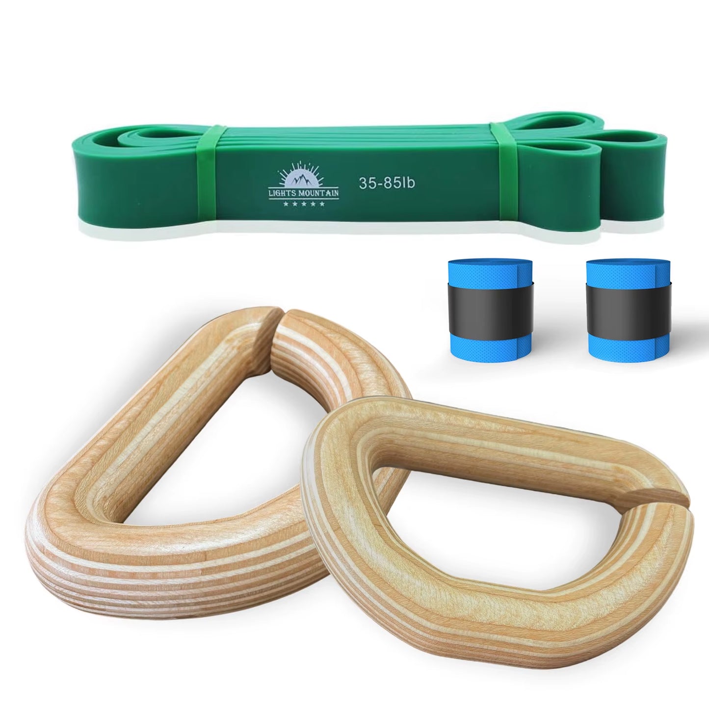 1 Pair Wooden Resistance Bands Handles, Versatile Exercise Handles with Anti-Slip Grips for Home Gym Pilates, Strength Training