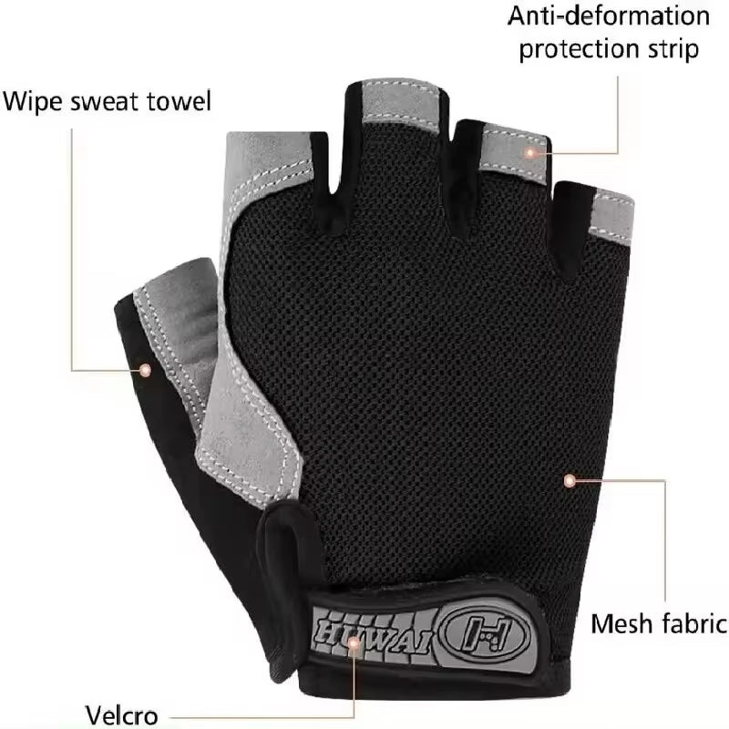 Gym Gloves Fingerless Gloves Anti-Slip Shock-Absorbing Breathable Gloves Sports Gloves for Training Lifting Weight Cycling