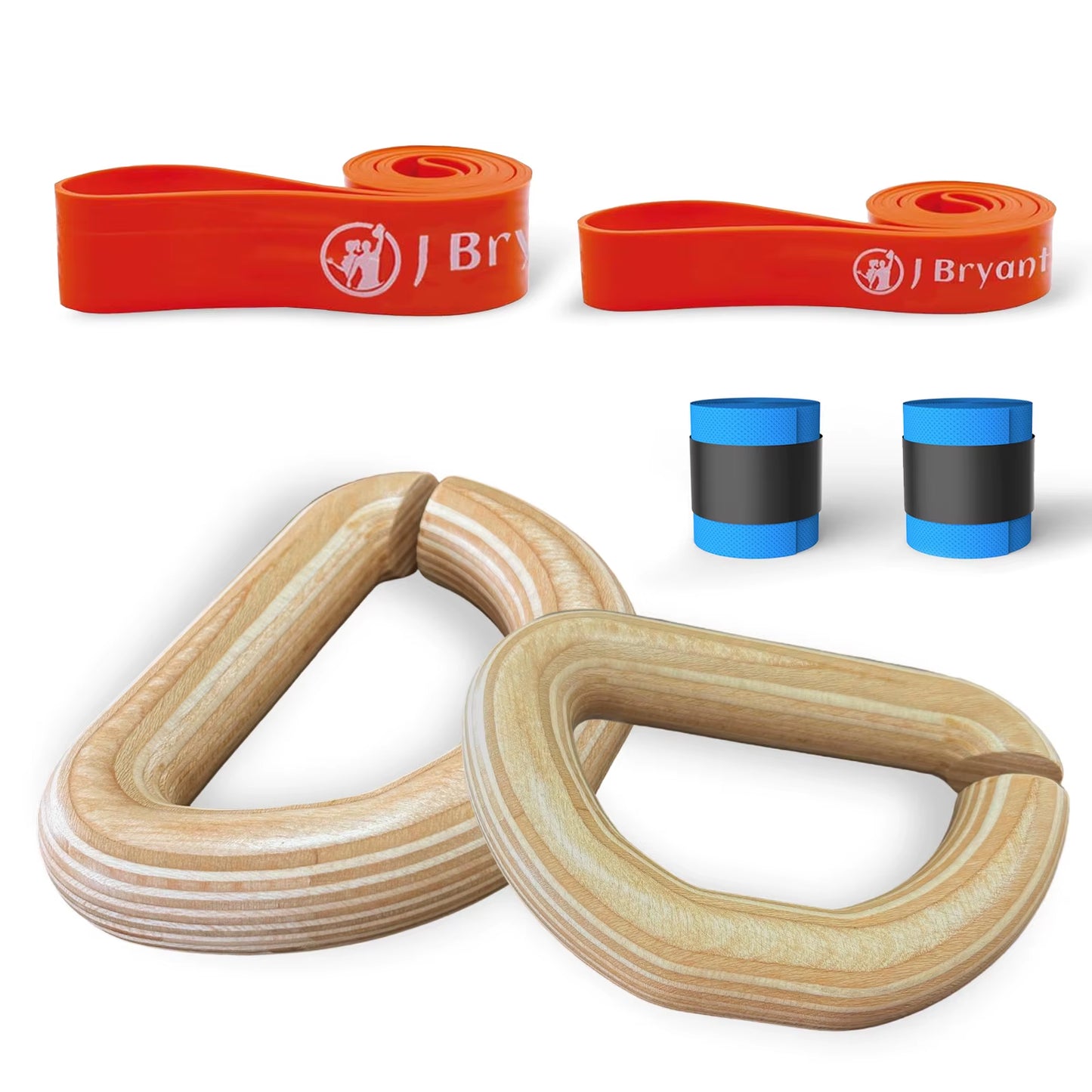 1 Pair Wooden Resistance Bands Handles, Versatile Exercise Handles with Anti-Slip Grips for Home Gym Pilates, Strength Training