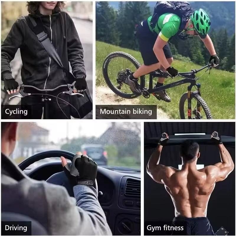 Gym Gloves Fingerless Gloves Anti-Slip Shock-Absorbing Breathable Gloves Sports Gloves for Training Lifting Weight Cycling