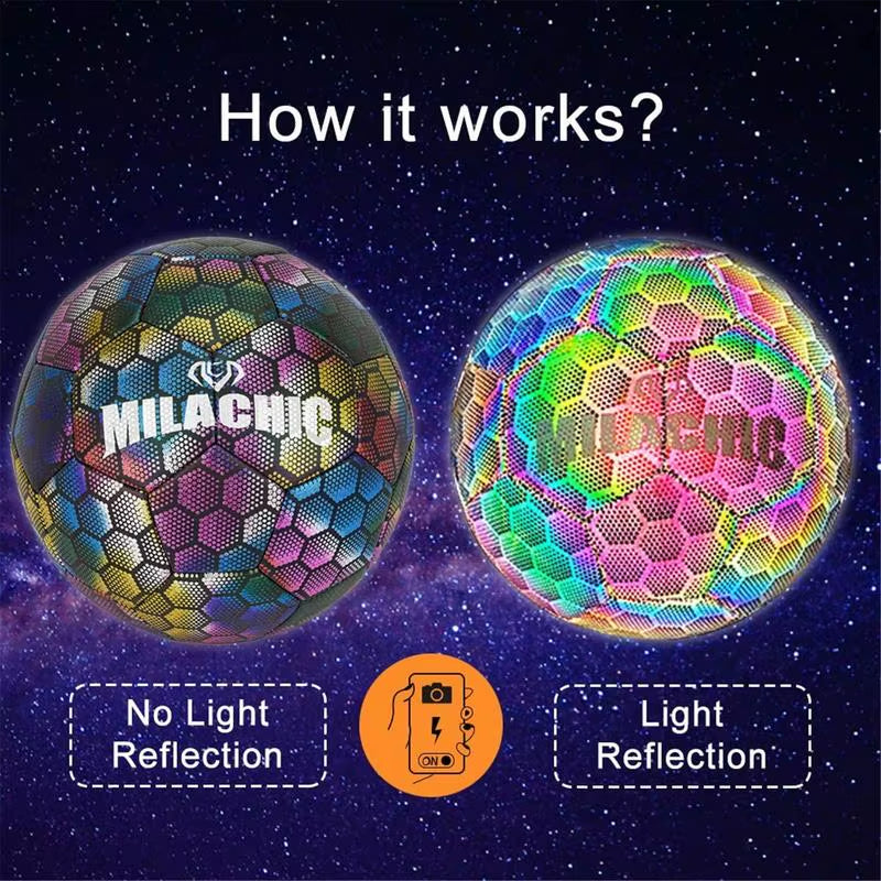 Super Cool Reflective Football Night Glowing Soccer Ball No.5/4 Luminous Football for Soccer Boy Child Bright Football Training