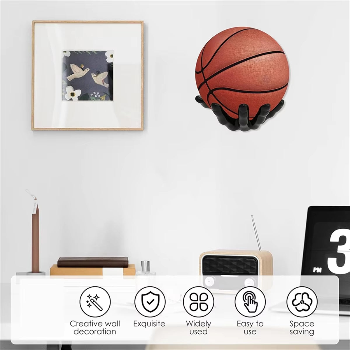 Hand Shaped Ball Rack for Wall Mounted Basketball Storage Rack Space Saving Sports Ball Holder for Basketball Football