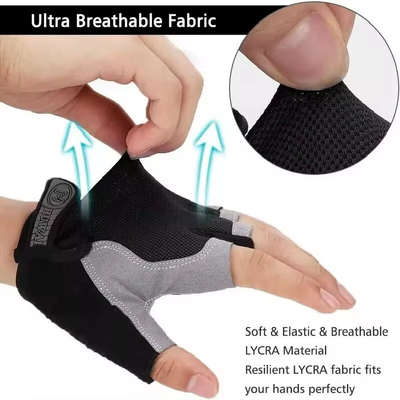 Gym Gloves Fingerless Gloves Anti-Slip Shock-Absorbing Breathable Gloves Sports Gloves for Training Lifting Weight Cycling