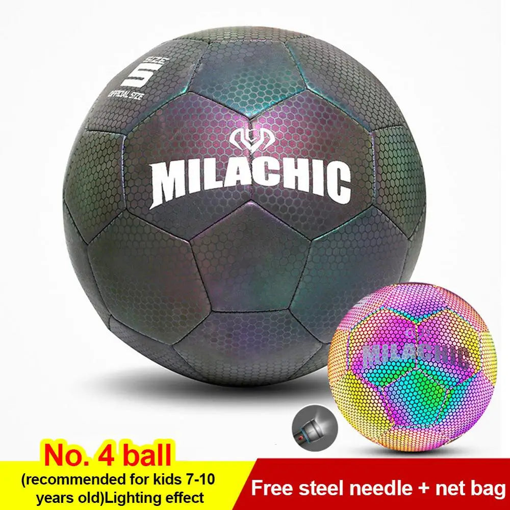 Super Cool Reflective Football Night Glowing Soccer Ball No.5/4 Luminous Football for Soccer Boy Child Bright Football Training