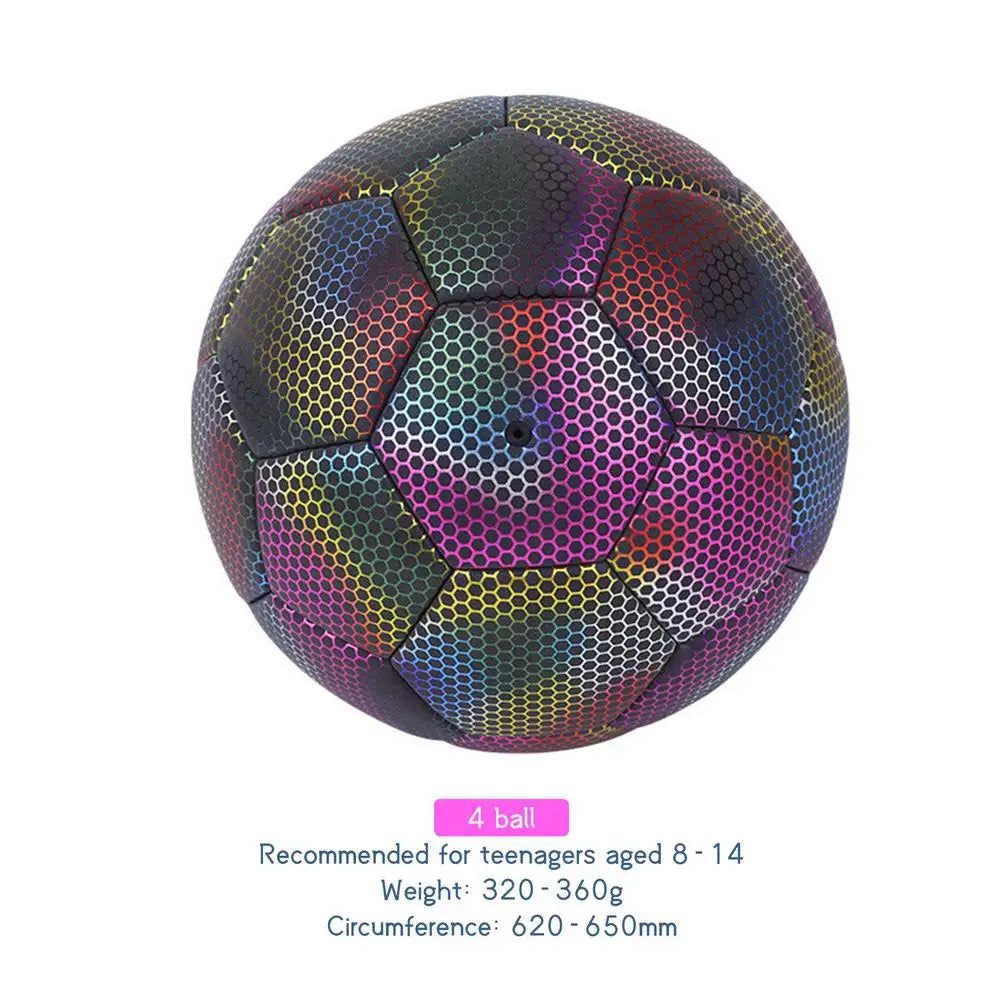 Super Cool Reflective Football Night Glowing Soccer Ball No.5/4 Luminous Football for Soccer Boy Child Bright Football Training