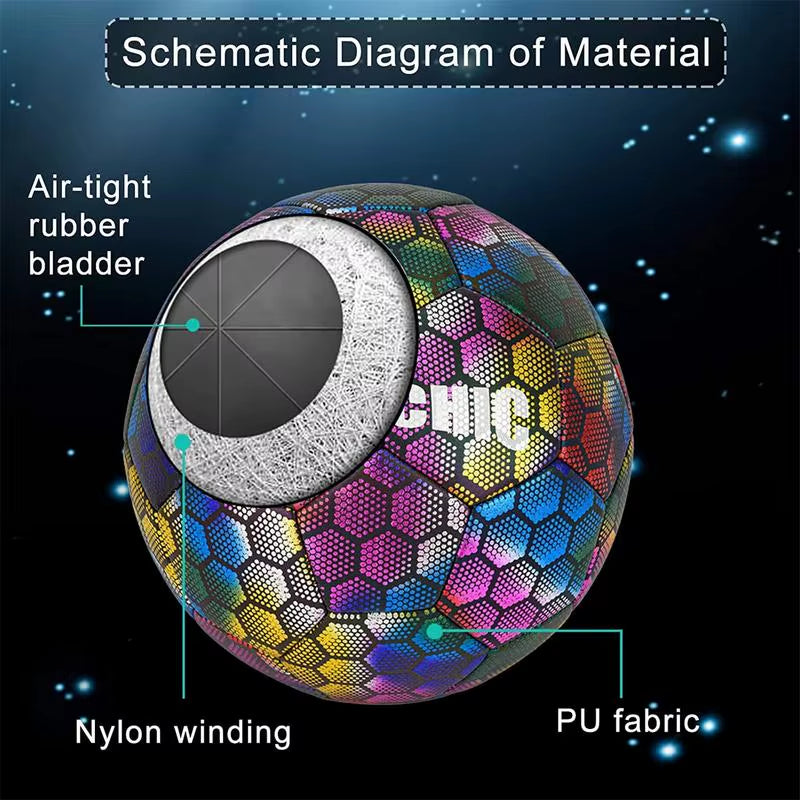 Super Cool Reflective Football Night Glowing Soccer Ball No.5/4 Luminous Football for Soccer Boy Child Bright Football Training