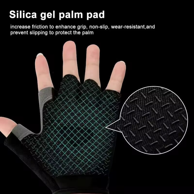 Gym Gloves Fingerless Gloves Anti-Slip Shock-Absorbing Breathable Gloves Sports Gloves for Training Lifting Weight Cycling