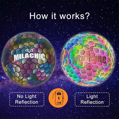 Super Cool Reflective Football Night Glowing Soccer Ball No.5/4 Luminous Football for Soccer Boy Child Bright Football Training