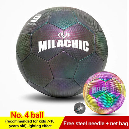 Super Cool Reflective Football Night Glowing Soccer Ball No.5/4 Luminous Football for Soccer Boy Child Bright Football Training